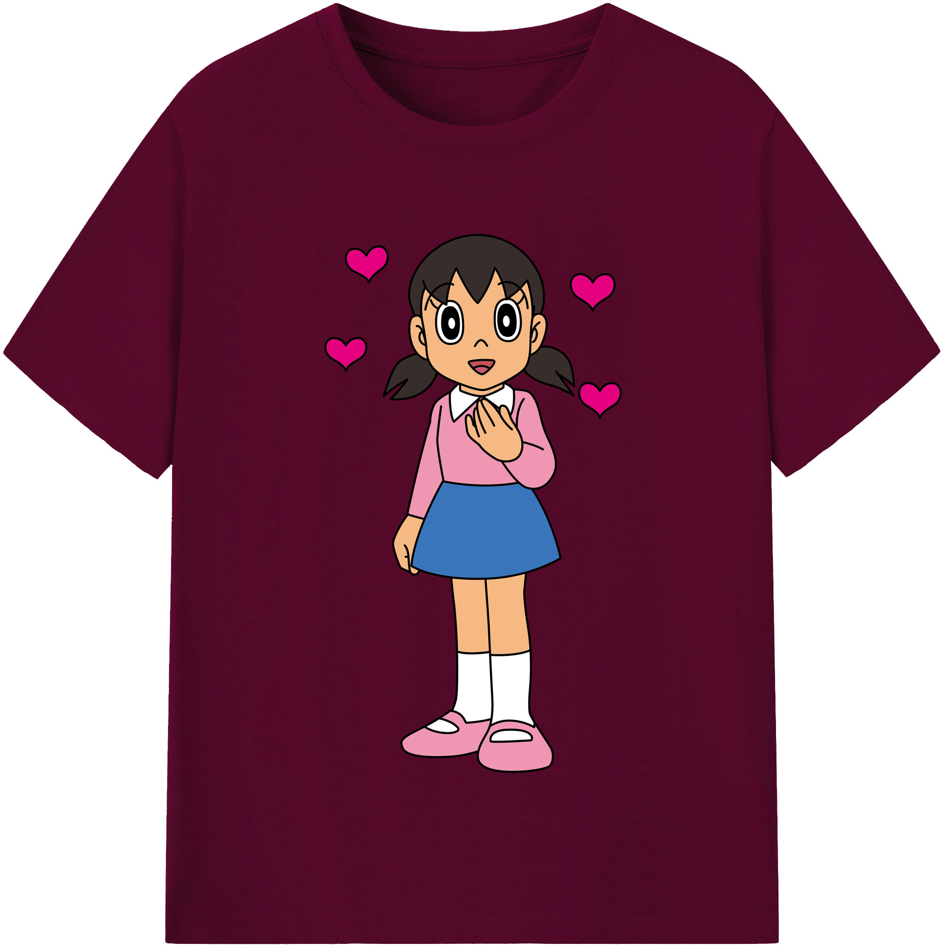 （画像用） ドラえもん みなもと しずか Doraemon Shizuka Minamoto レディースカジュアルプリントTシャツ（綿100％）